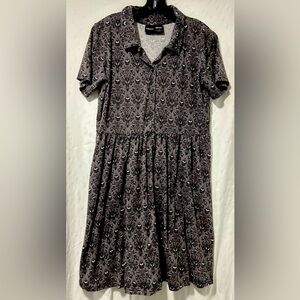 Disney Black and White Tiered Sundress with Polo Collar